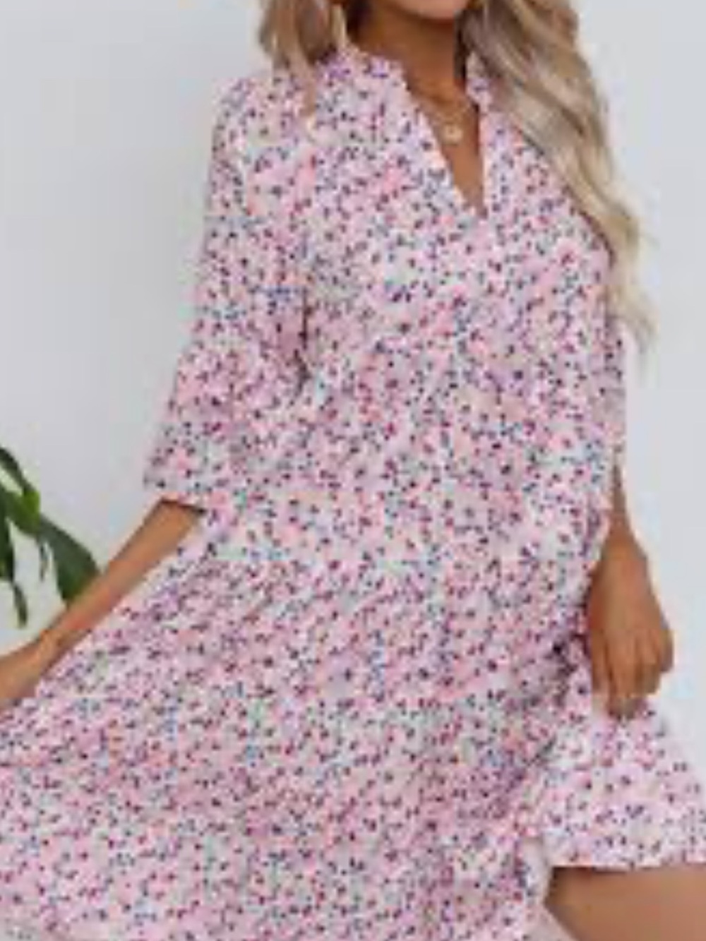 Crown & Ivy Womens Pink Floral Tiered Dress